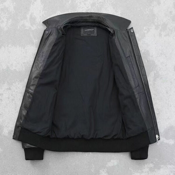 Men's Embroidered Bomber Flight Leather Jacket - Image 6