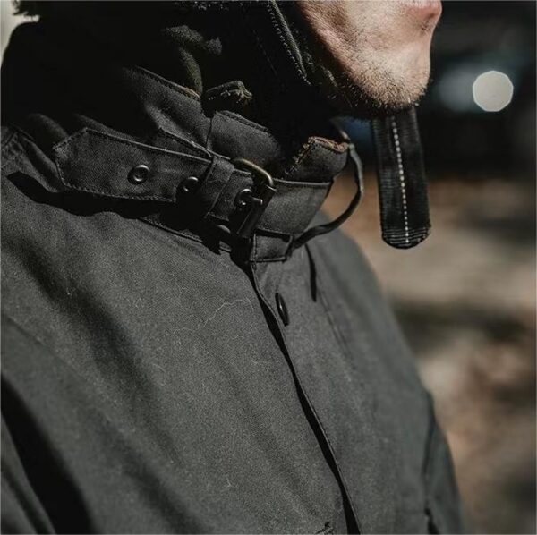 Men's Vintage Oil-Waxed Jacket Outdoor Mutil-Pocket Windproof Waterproof Coat - Image 6