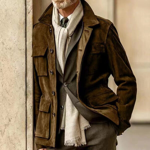 Men's Suede Big Pocket Jacket - Image 2