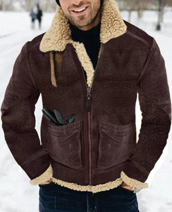 Men's Printed Suede And Sherpa Lapel Jacket - Image 6
