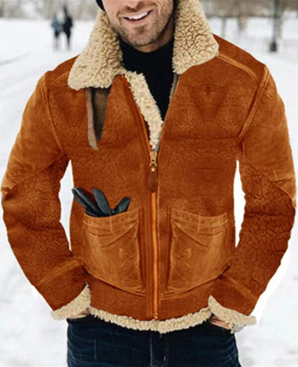 Men's Printed Suede And Sherpa Lapel Jacket - Image 5