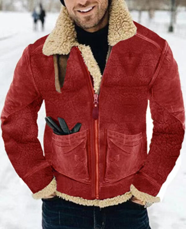 Men's Printed Suede And Sherpa Lapel Jacket - Image 4