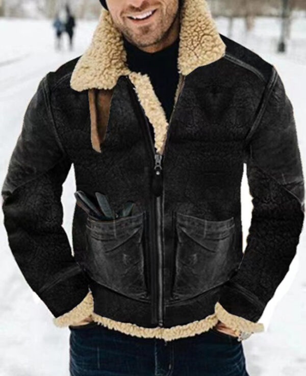 Men's Printed Suede And Sherpa Lapel Jacket - Image 3