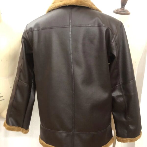 Men's Outdoor Vintage Thick Fleece PU Jacket - Image 8