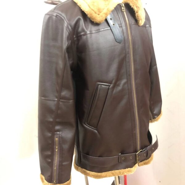 Men's Outdoor Vintage Thick Fleece PU Jacket - Image 7