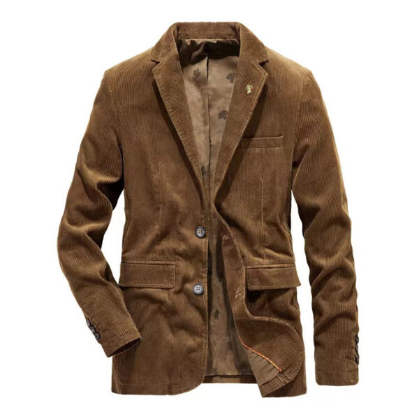 Men Vintage Stand Collar Blazer Medium Length Jacket Coats - Image 2