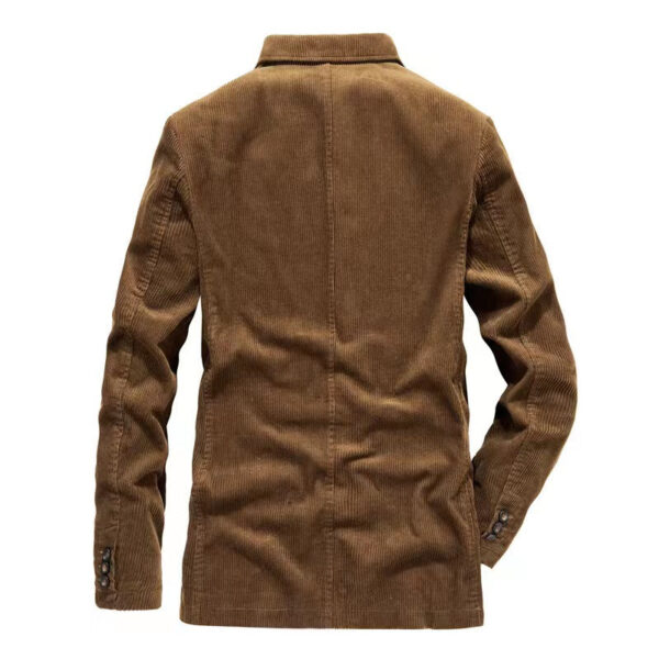 Men Vintage Stand Collar Blazer Medium Length Jacket Coats - Image 3