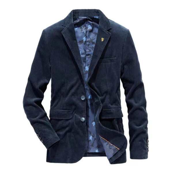 Men Vintage Stand Collar Blazer Medium Length Jacket Coats - Image 7