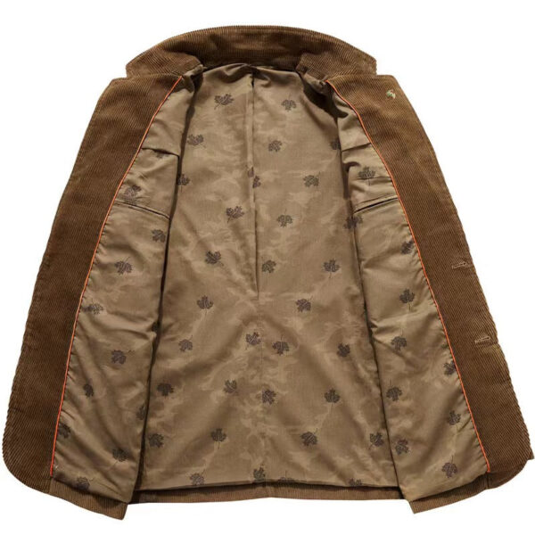 Men Vintage Stand Collar Blazer Medium Length Jacket Coats - Image 4