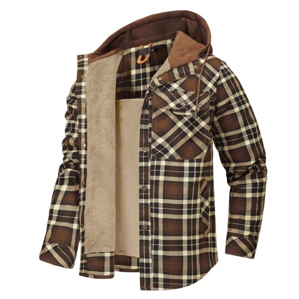 Men's Outdoor Vintage Plaid Fleece Warm Lapel Jacket - Image 8