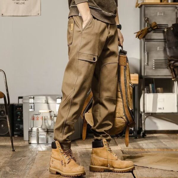 Men's Casual Retro American Loose Straight Cargo Pants Harem Pants - Image 2
