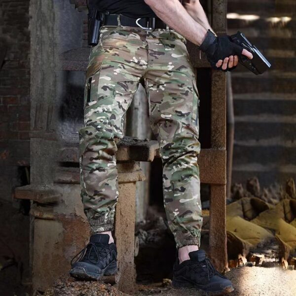 Tapered Cargo Pants for Men, Camo Joggers Lightweight Ripstop BDU Combat Hiking Hunting Tactical Pants