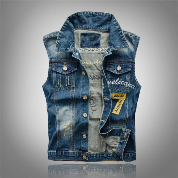 Motorcycle Lucky 7 Denim Vest - Image 3