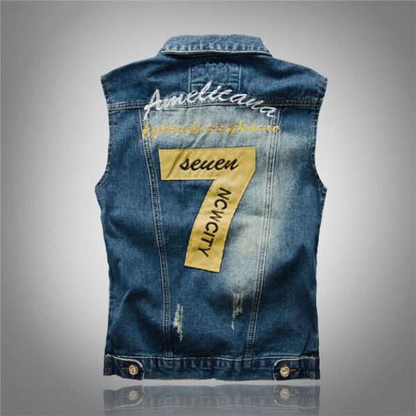 Motorcycle Lucky 7 Denim Vest - Image 2