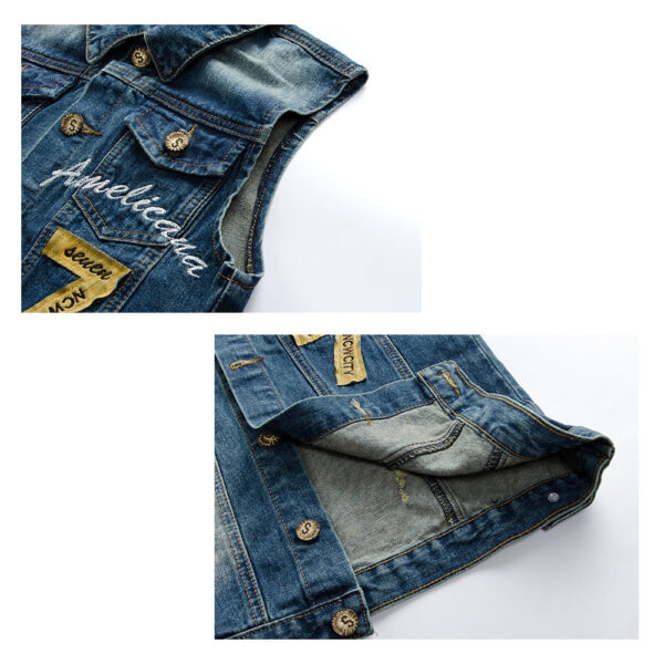 Motorcycle Lucky 7 Denim Vest - Image 4