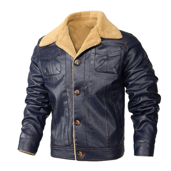 Men's Winter Warm Leather Coat - Image 4