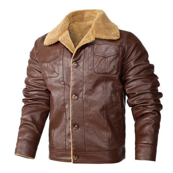 Men's Winter Warm Leather Coat - Image 5