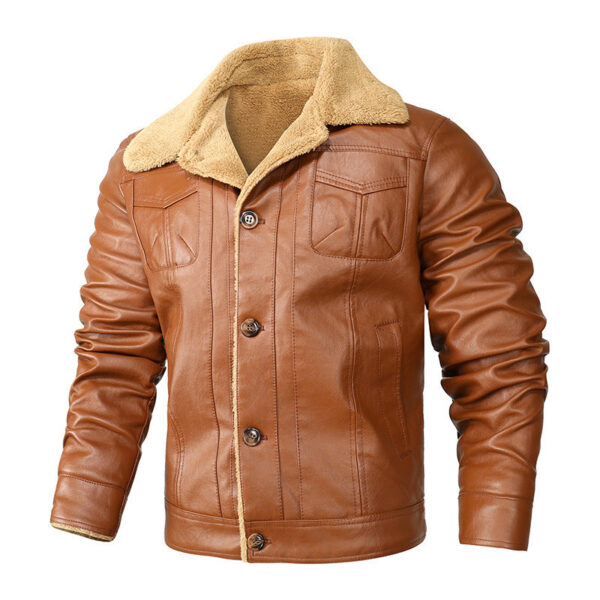 Men's Winter Warm Leather Coat - Image 3