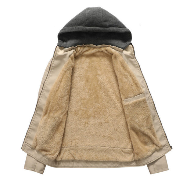 Men's Leather Coat with Removable Hood - Image 3
