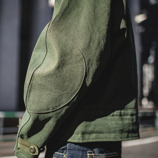 Mens Vintage Swedish Army Dispatch Rider Motorcycle Green Cotton Jacket Coat - Image 7