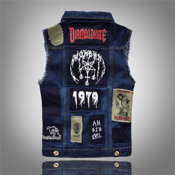 Men's Punk Blue Denim Vest - Image 3