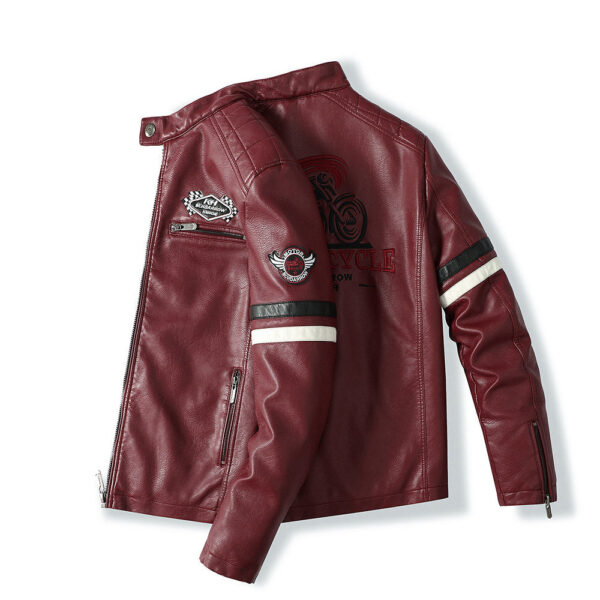 Speed Leather Jacket Motorcycle Badge Jacket - Image 9
