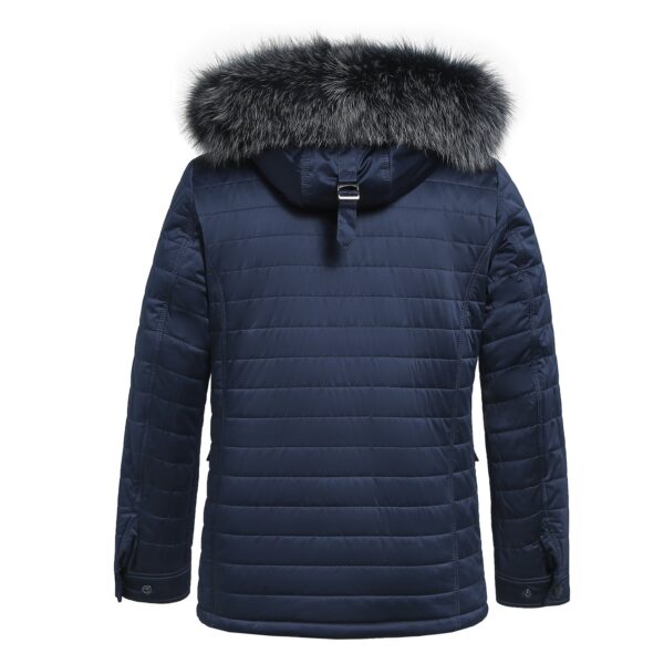 Satin Fur Collar Padded Built-in Thermometer Winter Jacket - Image 2