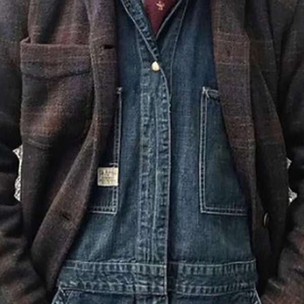 Men's Retro Checkered Lapel Loose Jacket - Image 3