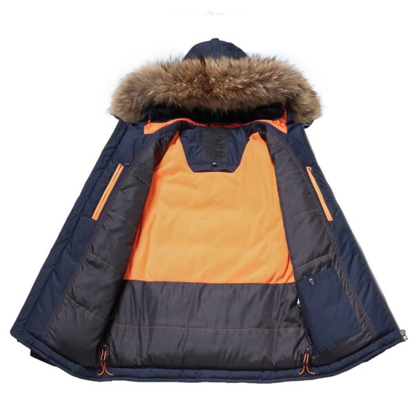 Ultra-Warm Real Fur Collar Padded Contrast Jacket - Image 3
