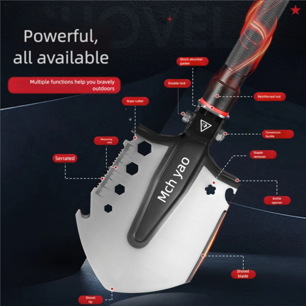 7-in-1 Mcho Wings Folding Shovel Tool: Knife, Screwdriver, Magnesium Rod & More - Image 2