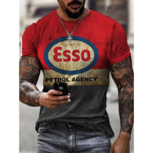 Crew Neck Color Block Motor Oil Short Sleeve Tops T-shirts