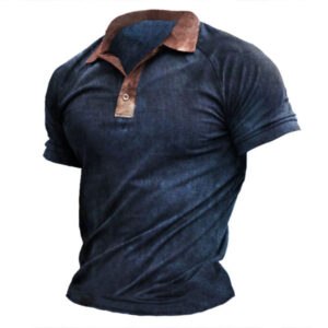 Men's Outdoor Tactical Vintage Print Henley Shirt