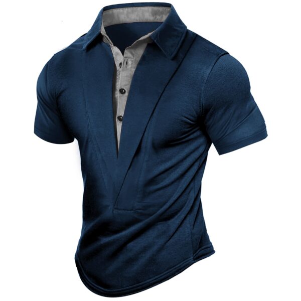 Men's Outdoor Retro Casual Shirt Collar Short Sleeve T-Shirt - Image 2