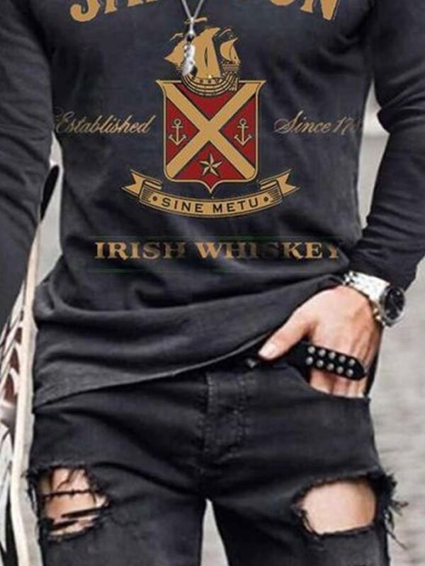 Letter Statement Crew Neck Shirts & Tops - Image 2
