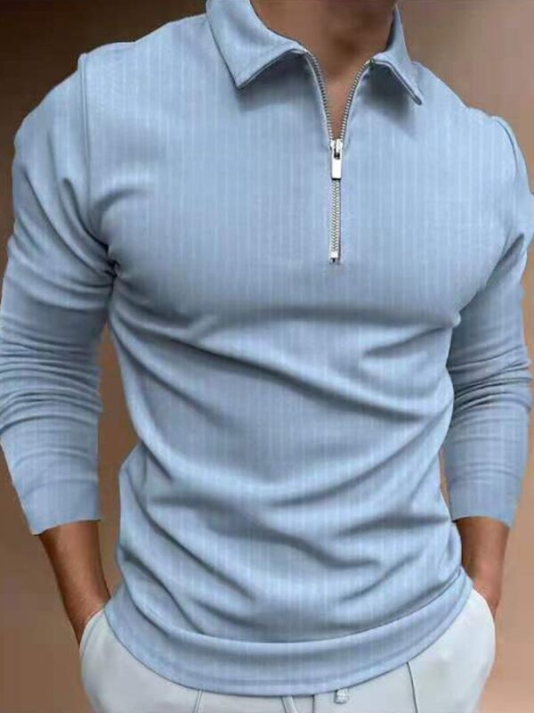 Polo Striped Business Temperament Shirt Collar Men's Tops - Image 5