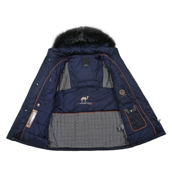 Satin Fur Collar Padded Built-in Thermometer Winter Jacket - Image 3