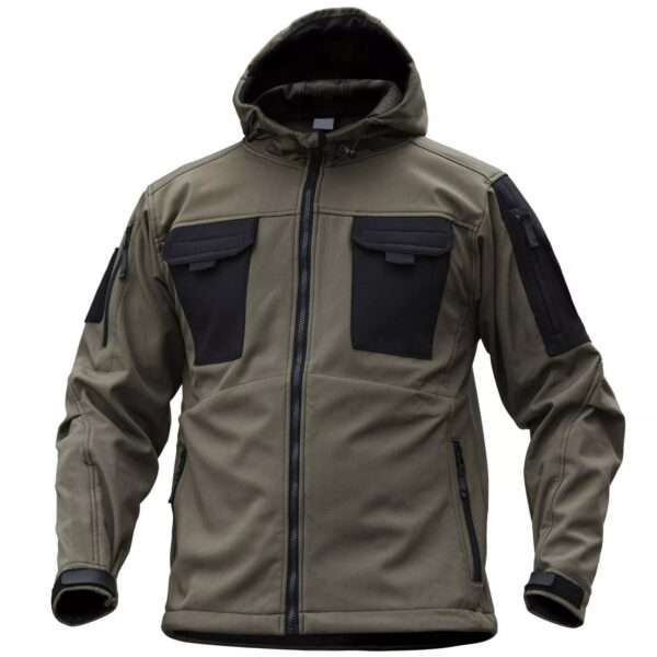 Men's Outdoor Thermal Zip Multi Pocket Hooded Tactical Jacket - Image 2