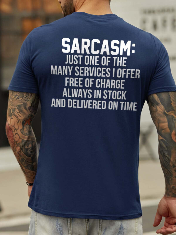 Sarcasm Back Print Short Sleeve Crew Neck Cotton Blends Shirts & Tops - Image 2