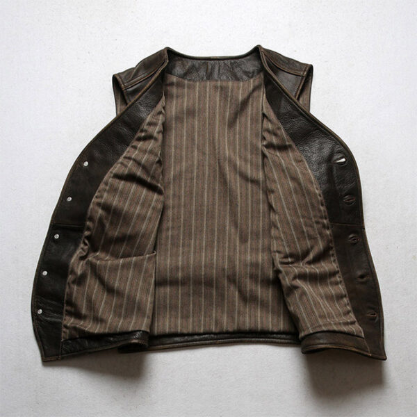 Men's Antique Brown Leather Vest - Image 6