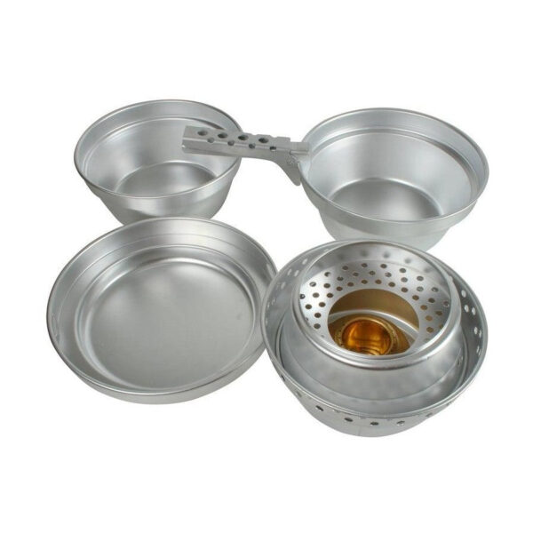 8pc Camping Cookware Set with Alcohol Burner - Image 2
