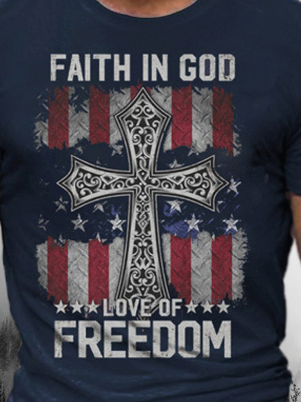 Men's Religious Graphic Print Crew Neck Short Sleeve Tee - Image 2