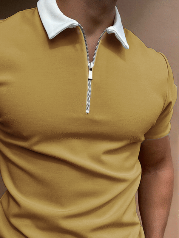 Casual Shirt Collar Plain Short Sleeve Polo Shirt - Image 3