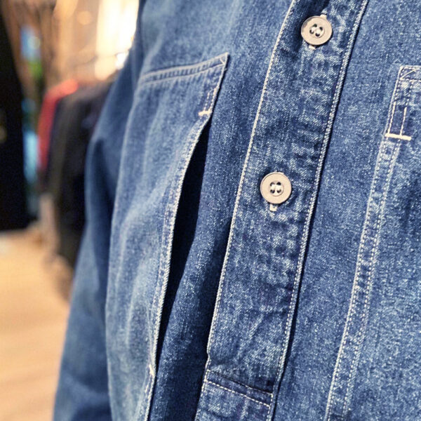 Men's Vintage Pocket Lapel Pullover Long Sleeve Denim Shirt - Image 5