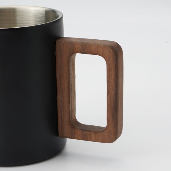 Double Layer Coffee Cups with Walnut Handle - Image 4