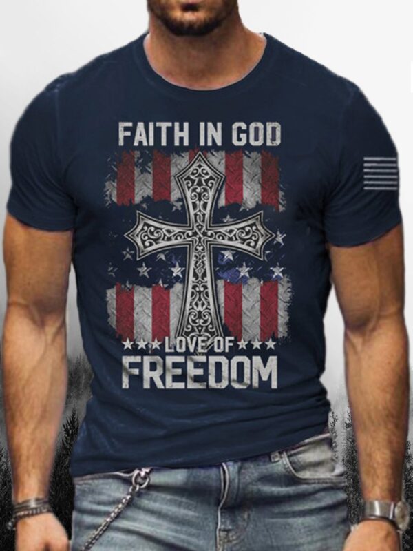 Men's Religious Graphic Print Crew Neck Short Sleeve Tee - Image 3