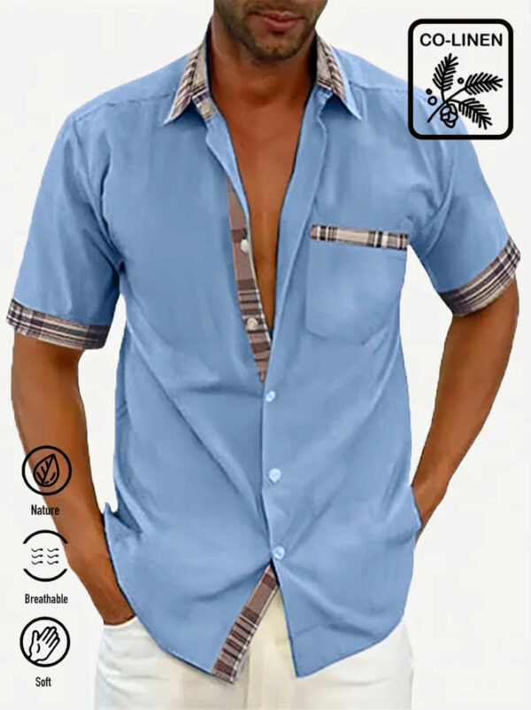 Mans Letter Cotton Linen Short Sleeve Shirts & Tops