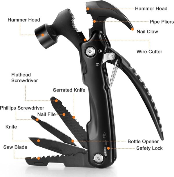 Multitool Hammer,12 in 1 Mini Hammer Multitool - Image 2