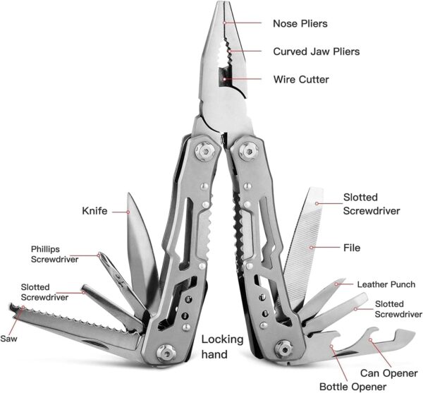 14-In-1 Folding Multitool Pliers, Mini Multipurpose Stainless Steel Tool Pliers - Image 4