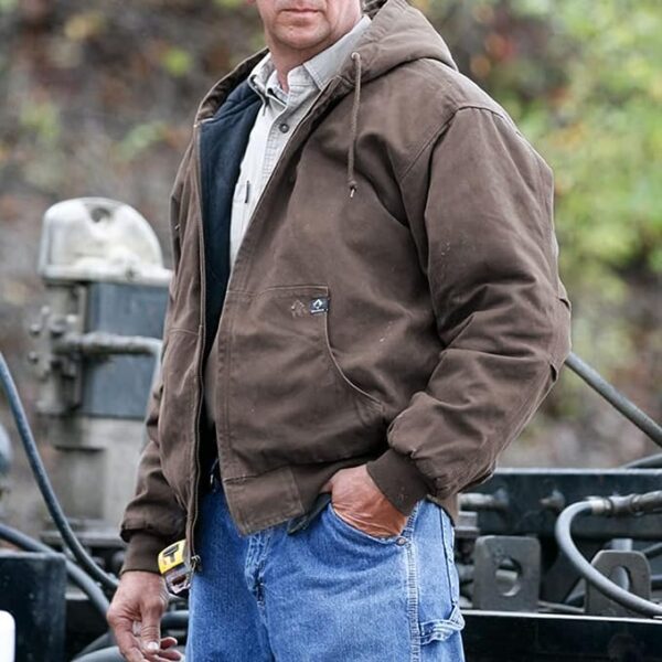 Hoodie Men Zip Up Pocket Full Zip Tooling Jacket - Image 3