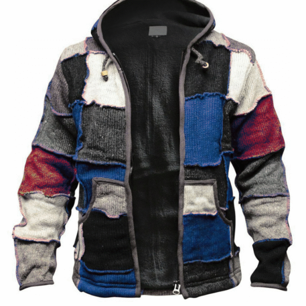 Zip Color Block Warm Hooded Cardigan - Image 2